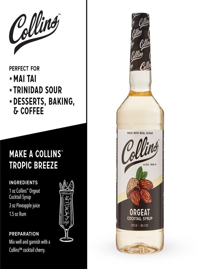 Collins Chicago شراب كولينز أورجيت، شراب اللوز للقهوة ومشروبات تيكي وماي تاي، مُحضّر كوكتيلات بنكهة الأزهار، 32 أونصة، طقم من قطعة واحدة - Image 3